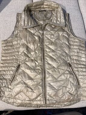 Calvin Klein Metallic Gold Quilted Puffer Vest
